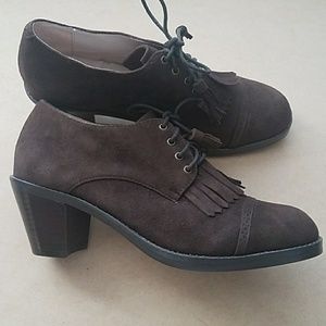 J.Jill Brown Leather Suede Tassel Oxford Heels 8